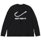 gemgemshopのJUST FISH IT (白) ビッグシルエットロングスリーブTシャツ