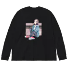 La Baleine / ラ・バレーヌのうお座xCONVERSE (濃) Big Long Sleeve T-Shirt