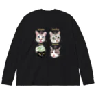 なにぬ猫-YAの＜うちの子＋にくきゅう＊ポートレート＞KHAW & DAOW＆BEA＆LUCKY Big Long Sleeve T-Shirt