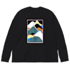 オモト / MAMI OBAの黒と橙の山 ビッグシルエットロングスリーブTシャツ