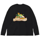 ハナドリカ SUZURI店のきつねうどん ビッグシルエットロングスリーブTシャツ