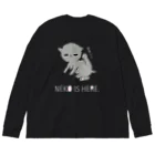 アライグマ製作所（SUZURI)のNEKO IS HERE.白文字 Big Long Sleeve T-Shirt