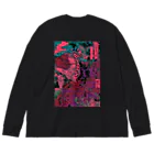 KIKI DOURAKUのGLITCH-武者UKIYOE ビッグシルエットロングスリーブTシャツ