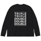 SaaStyle -サースティル-のT2D3（白プリント）カットソー Big Long Sleeve T-Shirt