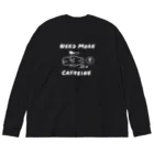 Andiamoのカフェインをください（白） ビッグシルエットロングスリーブTシャツ