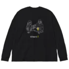 ビールとアート TM-3 Designの名画 × BEER（タヒチの女）白線画 Big Long Sleeve T-Shirt