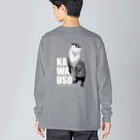 カワウソとフルーツの【背面柄】モノトーンカワウソ（白文字） Big Long Sleeve T-Shirt