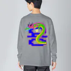 LalaHangeulの용 (龍) ハングルデザイン バックプリント Big Long Sleeve T-Shirt