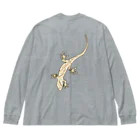 LalaHangeulのJapanese gecko(ニホンヤモリ)　英語デザイン ビッグシルエットロングスリーブTシャツ