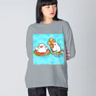 Lily bird（リリーバード）のぷかぷか水遊び文鳥ず ビッグシルエットロングスリーブTシャツ