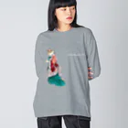 矢高あおいの【Prairie dog lover×Art】お洒落な女性（文字白） Big Long Sleeve T-Shirt