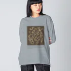 chiho_seal_shopのワモン アザラシ 柄 ブラウン Ringed seal pattern Brown ビッグシルエットロングスリーブTシャツ