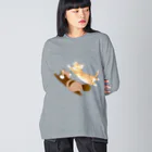 あむぽん*（たぬき）のねころびにゃんぽんず Big Long Sleeve T-Shirt