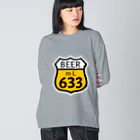 無水屋の【ROUTE 66風】BEER 633 (瓶なし) ビッグシルエットロングスリーブTシャツ