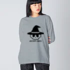 QUQU_WORKSのウィザードスカル 魔法使い ブラック Big Long Sleeve T-Shirt