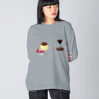 mifの物想いプリンネ🍮☕️ ビッグシルエットロングスリーブTシャツ