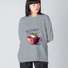 ピヨ爺の副業のほっとひとかえる = げこたろう = ビッグシルエットロングスリーブTシャツ