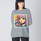 Sunlit Horizonの令和・浮世絵ギャル Big Long Sleeve T-Shirt