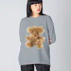 maked bear iidaの手づくりクマ　ベージュ ビッグシルエットロングスリーブTシャツ