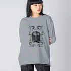 ツバメ堂のアマビエ様と波・黒 Big Long Sleeve T-Shirt