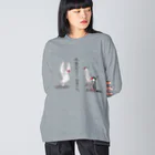 PLUME FACTORY☆  by”SakuraTangpoppo”のはたあげ文鳥 ビッグシルエットロングスリーブTシャツ