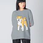 春風工房の秋田犬の展覧会立ち込み練習 ビッグシルエットロングスリーブTシャツ