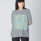 shiho_artのブルーデイジー﻿ - 神無月 - Big Long Sleeve T-Shirt