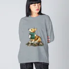 犬グッズの店しえるぶるーのマフラー犬　コーギー Big Long Sleeve T-Shirt