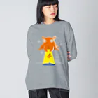 イラスト MONYAAT のたこさんwinなーとメンダコUFO ビッグシルエットロングスリーブTシャツ