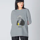 ビールとアート TM-3 Designの偉人 × BEER（ベートーベン）黒線画 Big Long Sleeve T-Shirt