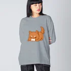 気ままに堂のおこりんぼしば（茶） Big Long Sleeve T-Shirt