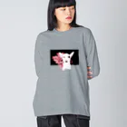 まみおデザインのハートとブルテリくん Big Long Sleeve T-Shirt