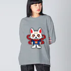 コマンドプラスのコマ犬のコマプラくん ビッグシルエットロングスリーブTシャツ