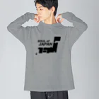 QUQU_WORKSのソウルオブジャパン 日本列島デザイン ブラック Big Long Sleeve T-Shirt