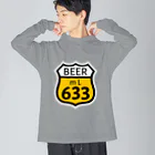 無水屋の【ROUTE 66風】BEER 633 (瓶なし) ビッグシルエットロングスリーブTシャツ