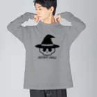 QUQU_WORKSのウィザードスカル 魔法使い ブラック Big Long Sleeve T-Shirt