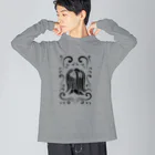 ツバメ堂のアマビエ様と波・黒 Big Long Sleeve T-Shirt