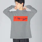 QB🦖の宇宙への飛行_rd ビッグシルエットロングスリーブTシャツ