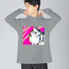 あふぐろ屋の色収差猫 ビッグシルエットロングスリーブTシャツ