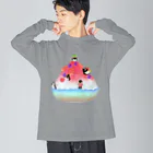 Lily bird（リリーバード）のかき氷とペンギンたち① ビッグシルエットロングスリーブTシャツ