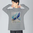 The story with …の鳥PlanＢ　青い鳥と花 ビッグシルエットロングスリーブTシャツ