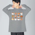 Ａｔｅｌｉｅｒ　Ｈｅｕｒｅｕｘのねこあたまコレクション茶白後頭部とパン Big Long Sleeve T-Shirt