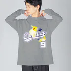 LittleLoroのCockatiels 9 ルチノー オカメインコ ルチノスケ カレッジ ロゴ 0535 スサー付 ビッグシルエットロングスリーブTシャツ