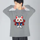 コマンドプラスのコマ犬のコマプラくん ビッグシルエットロングスリーブTシャツ