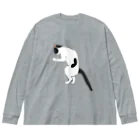 小鳥と映画館のグッドラックな猫 ビッグシルエットロングスリーブTシャツ