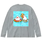 Lily bird（リリーバード）のぷかぷか水遊び文鳥ず ビッグシルエットロングスリーブTシャツ