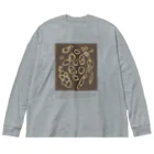 chiho_seal_shopのワモン アザラシ 柄 ブラウン Ringed seal pattern Brown ビッグシルエットロングスリーブTシャツ