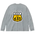 無水屋の【ROUTE 66風】BEER 633 (瓶なし) ビッグシルエットロングスリーブTシャツ