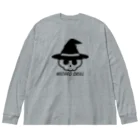 QUQU_WORKSのウィザードスカル 魔法使い ブラック Big Long Sleeve T-Shirt