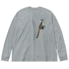 昆虫拳👊生き物のワオキツネザル ビッグシルエットロングスリーブTシャツ